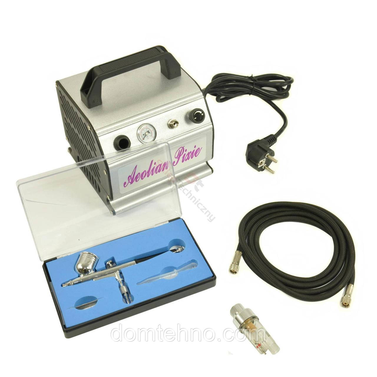 Безшумний компресор для аерограф + шланг + дегідратор AS176