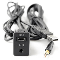 Удлинитель кабель AUX USB Type-C 1.5 м для авто магнитолы mp3 порт панель провод в машину аукс юсб тайп си