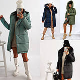 Жіноча зимова тепла плащова куртка Зефірка графіт 42-44, 46-48, 50-52, 54-56, фото 6