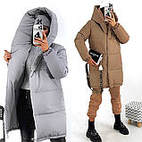 Жіноча зимова тепла плащова куртка Зефірка графіт 42-44, 46-48, 50-52, 54-56, фото 7