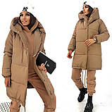 Жіноча зимова тепла плащова куртка Зефірка графіт 42-44, 46-48, 50-52, 54-56, фото 8