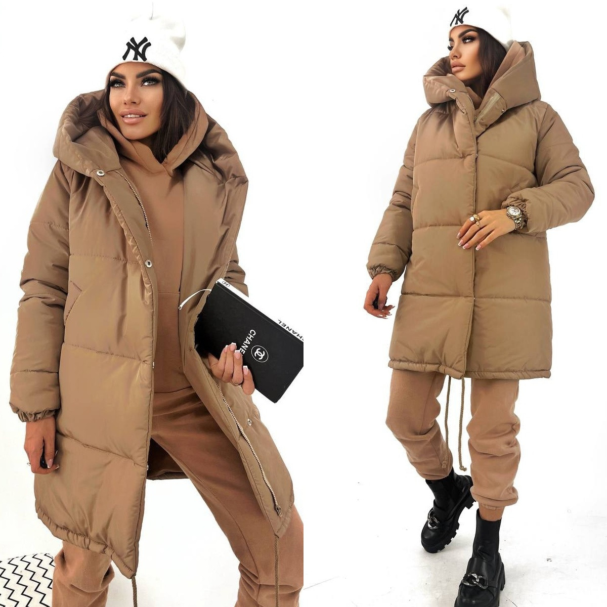 Жіноча зимова тепла плащова куртка Зефірка беж 42-44, 46-48, 50-52, 54-56, фото 1