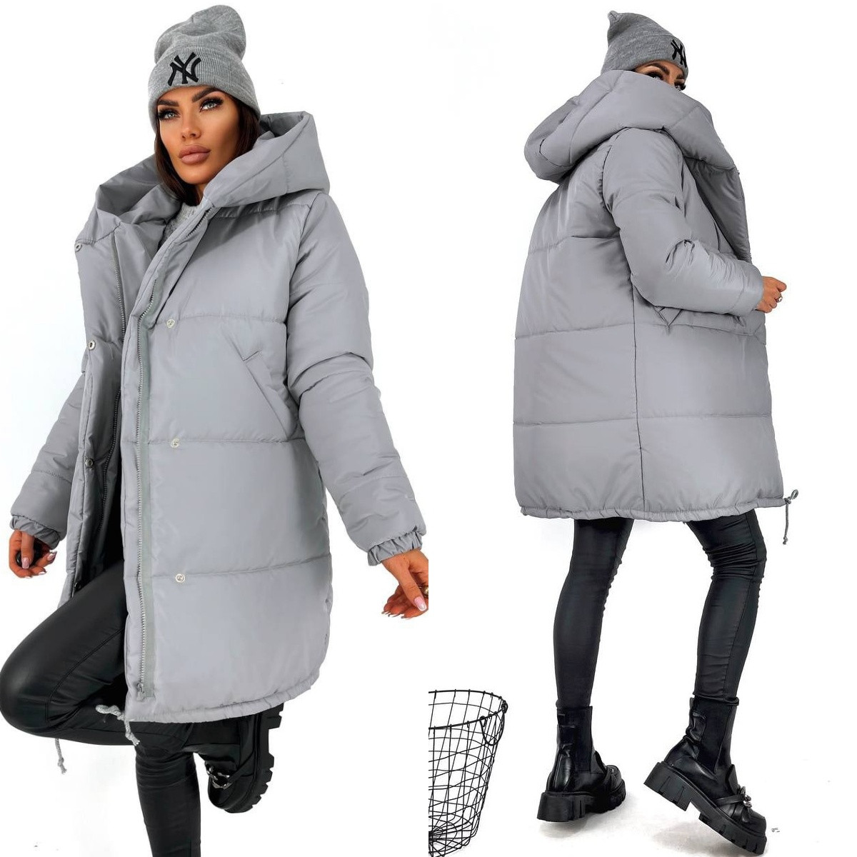 Жіноча зимова тепла плащова куртка Зефірка сіра 42-44, 46-48, 50-52, 54-56, фото 1