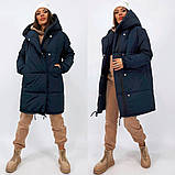 Жіноча зимова тепла плащова куртка Зефірка графіт 42-44, 46-48, 50-52, 54-56, фото 5