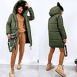 Жіноча зимова тепла плащова куртка Зефірка графіт 42-44, 46-48, 50-52, 54-56, фото 2