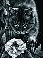 Набор алмазной мозаики вышивки "Кошка на охоте" кот черный пчела полная выкладка 5d наборы 30х40 см