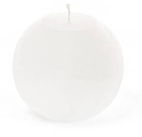 Свічка з білого парафіну, кругла 10*9 см, час горіння 32 години.