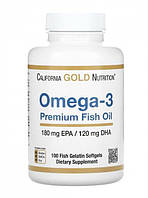 Омега-3 премиального качества, 100 рыбно-желатиновых капсул California Gold Nutrition