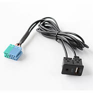 USB AUX панель і кабель для магнітол Hyundai KIA ISO 20-Pin юсб аукс адаптер порт Sportage Cerato Elantra та інших, фото 2