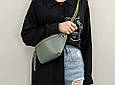 Стильна жіноча сумка з вушками плетений ланцюжок на плече А-1853 Коричнева, фото 5