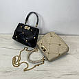 Сумка мішечок з ручкою прикрашена заклепками А08-1852 Чорна, фото 7