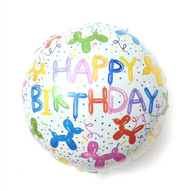 Куля фольгована кругла Happy Birthday ШДМ-собачки (Китай)