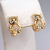 Сережки дитячі - ведмежата (1 пара) Xuping. Діаметр: 10 мм. Ширина: 10 мм. Довжина: 11мм.