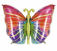 Фольгированный шарик КНР (73х49 см) Бабочка радужная
