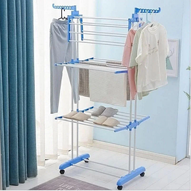 Багатоярусна сушарка для білизни речей одягу Garment rack with wheels складна компактна