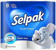 /Бумах туал целюлоз по 8 рул 3х сл білий SELPAK (К)