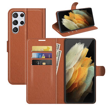 Чохол-книжка Litchie Wallet для Samsung Galaxy S22 Ultra Brown