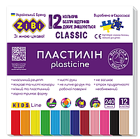 Пластилін CLASIC 12 кольорів 240г KIDS Line