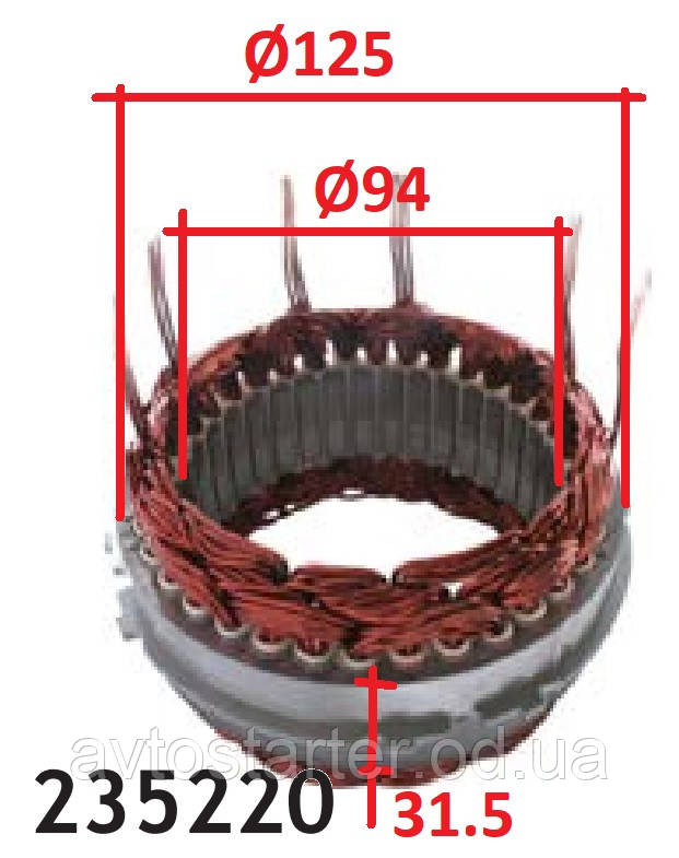 Статорна обмотка генератора AUDI A3 SEAT Altea Cordoba Ibiza Toledo SKODA Fabia Octavia Rapid Roomster VW Eos, фото 1