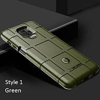 Протиударний чохол бампер Rugged Shield для Xiaomi Redmi Note 9 Pro зелений гумовий