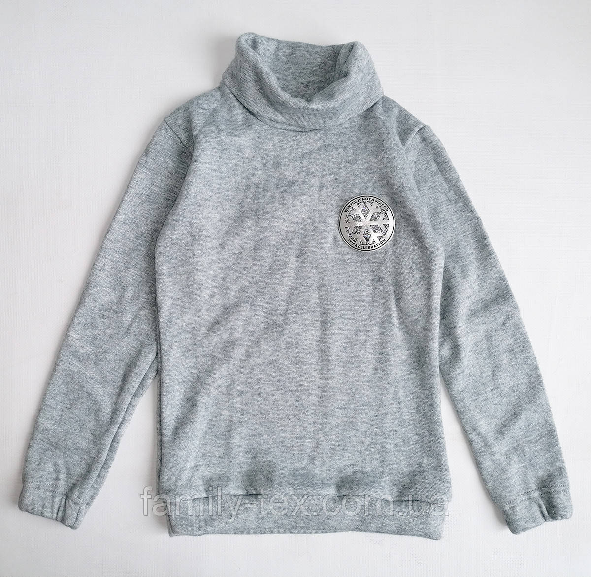 Светр для дівчинки, з високим горлом, сірий, SmileTime Snezhinka, фото 1