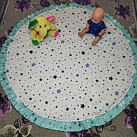 Ігровий килимок для повзанія і розвитку зірки на бірюзі +зірка на білому +з рюшем
