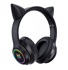 Навушники безпровідні накладні з мікрофоном ONIKUMA B90 Gaming CAT with LED Чорний (B90B), фото 3
