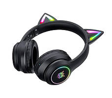 Навушники безпровідні накладні з мікрофоном ONIKUMA B90 Gaming CAT with LED Чорний (B90B), фото 4