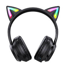 Навушники безпровідні накладні з мікрофоном ONIKUMA B90 Gaming CAT with LED Чорний (B90B), фото 5