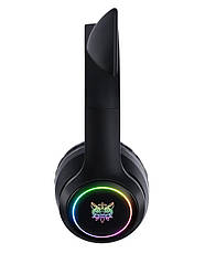 Навушники безпровідні накладні з мікрофоном ONIKUMA B90 Gaming CAT with LED Чорний (B90B), фото 6