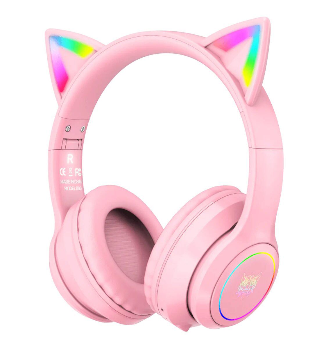 Навушники безпровідні накладні з мікрофоном ONIKUMA B90 Gaming CAT with LED Рожевий (B90P)