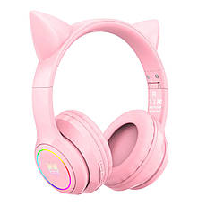 Навушники безпровідні накладні з мікрофоном ONIKUMA B90 Gaming CAT with LED Рожевий (B90P), фото 3