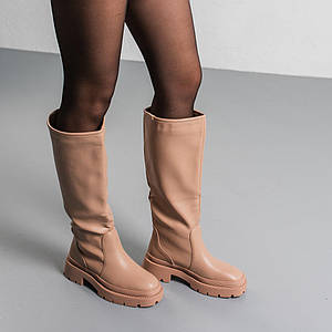 Чоботи жіночі Fashion Gamora 3864 37 розмір 24 см Бежевий ID 4432493