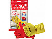 Рукавички латексні гумові для господарських робіт BONUS+ latex glove (розмір M)