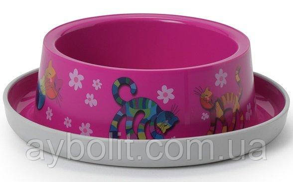 Пластикова миска для котів Moderna Trendy Dinner Cats in Love H131157FF 16 см 350 мл яскраво-рожева, фото 1