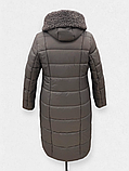 Зимове жіноче пальто з хутряним коміром "Мішель", коричневе, фото 7