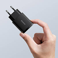 Мережевий зарядний пристрій BASEUS Compact Quick Charger 1USB/1Type-C, QC/PD, 20W, 3A, фото 4