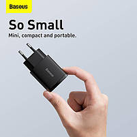 Мережевий зарядний пристрій BASEUS Compact Quick Charger 1USB/1Type-C, QC/PD, 20W, 3A, фото 9