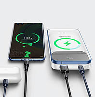 Зовнішній аккумулятор, павербанк з бездротовою зарядкою Baseus Magnetic Wireless 10000mAh, 20W, white, фото 5