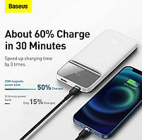 Зовнішній аккумулятор, павербанк з бездротовою зарядкою Baseus Magnetic Wireless 10000mAh, 20W, white, фото 9
