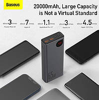 Повербанк для ноутбука Baseus metal adaman 65 w 20000 mAh QC PD, black, фото 9