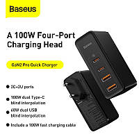 Адаптер сетевой BASEUS GaN2 Pro Quick Charger 2 USB/2 Type-C, QC/PD, 100W, 5A, Black (CCGAN2P-L01)