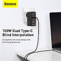 Адаптер мережевий BASEUS GaN2 Pro Quick Charger 2 USB / 2 Type-C, QC/PD, 100W, 5A, Black (CCGAN2P-L01), фото 3