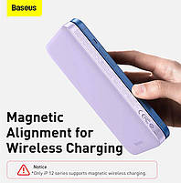 Зовнішній аккумулятор, павербанк з бездротовою зарядкою Baseus Magnetic Wireless 10000mAh, 20W, purple, фото 4