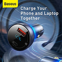 Адаптер автомобильний Baseus Particular Digital Display QC+PPS Dual Quick Charger 1USB/1Type-C, 5A/65W, QC/PD, фото 11