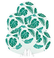 Воздушные шарики "Тропические листья" 6 шт., Польша, d - 30 см