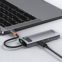 USB-Хаб Baseus Metal Gleam Series 6-in-1 (3xUSB3.0 + 4KHD + RJ45 + Type-C), фото 5
