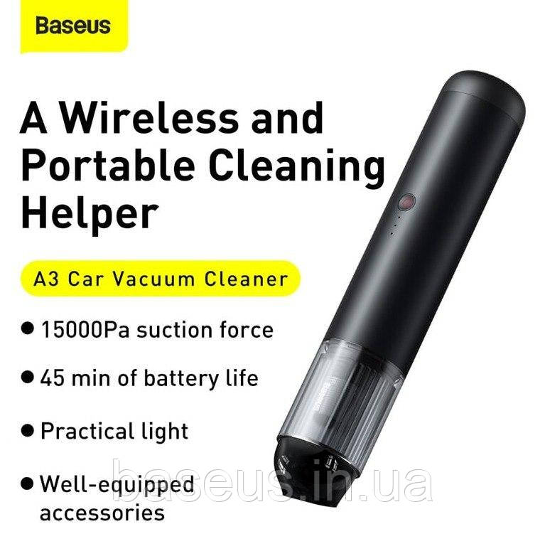 Потужний Портативний Пилосос Baseus A3 Car Vacuum Cleaner (15000pa) Dark Grey