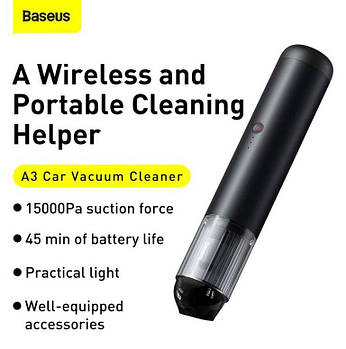Портативний Пилосос Baseus A3 Car Vacuum Cleaner (15000pa) dark gray (CRXCQA3-0A)