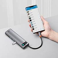 USB-Хаб Baseus Metal Gleam Series 11-in-1 (3xUSB3.0+2x4K HD+Type-C+TF+SD+Type-C PD+VGA+3.5mm+RJ45), фото 6